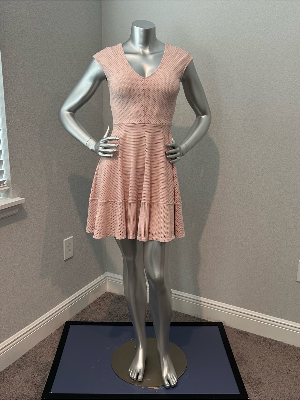 Bar III Blush Pink V-Neck Knit Mini Dress